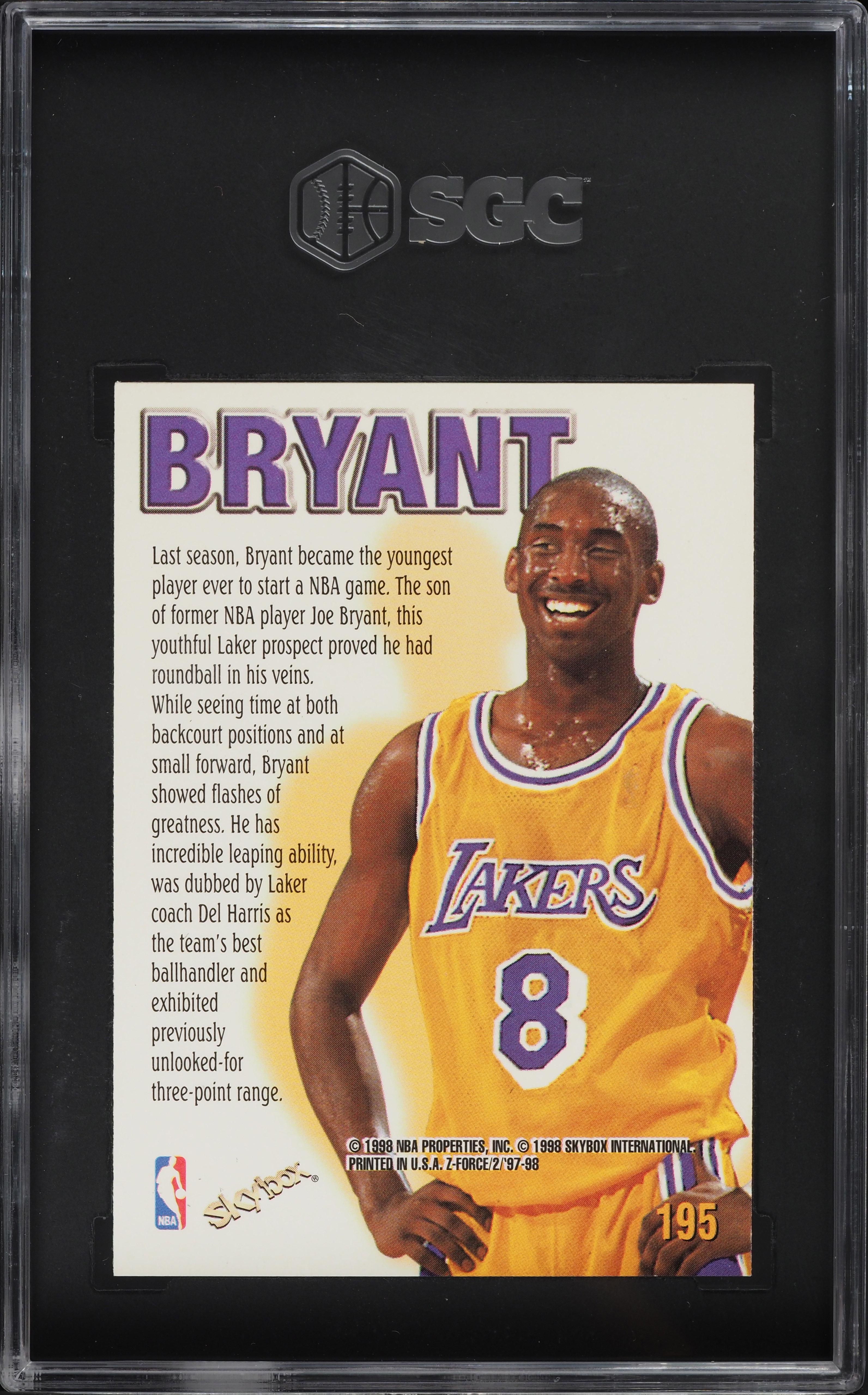 1997 Skybox Z-Force Zuperman Kobe Bryant #195 SGC 9.5 MINT+ on