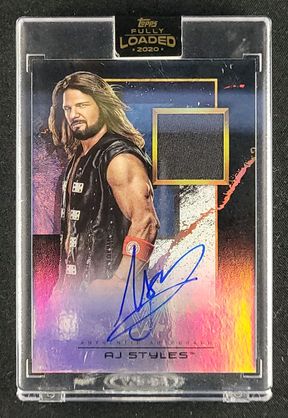 2020 Topps WWE Fully Loaded Black AJ Styles PATCH AUTO /99 #SG-AJ MBA AUTH