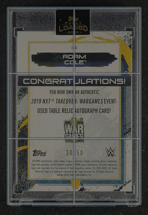 2020 Topps WWE Fully Loaded Table Relics Adam Cole PATCH AUTO /50 #T-AC MBA AUTH