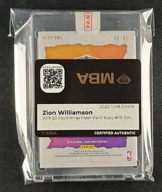 2019 Court Kings Fresh Paint Ruby Zion Williamson RC AUTO /49 #FP-ZWL MBA AUTH