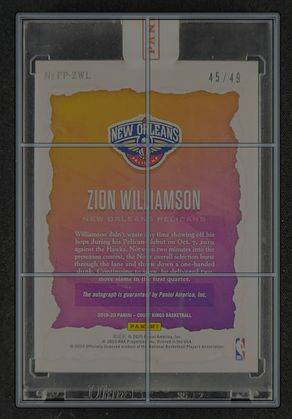 2019 Court Kings Fresh Paint Ruby Zion Williamson RC AUTO /49 #FP-ZWL MBA AUTH