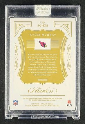 2019 Panini Flawless Gloves Platinum Kyler Murray ROOKIE PATCH AUTO 1/1 MBA AUTH