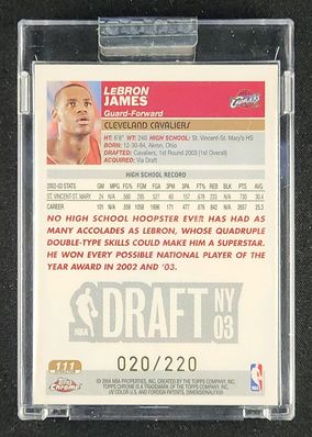 2003 Topps Chrome Xfractor LeBron James ROOKIE /220 #111 MBA AUTH