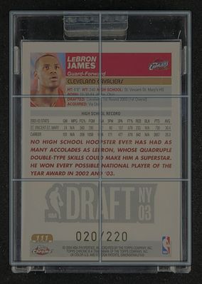 2003 Topps Chrome Xfractor LeBron James ROOKIE /220 #111 MBA AUTH