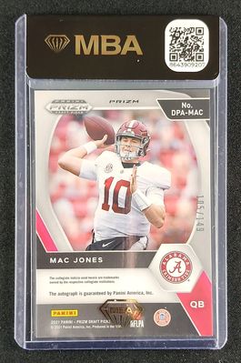 2021 Panini Prizm Draft Picks Blue Mac Jones ROOKIE AUTO /149 #DPA-MAC MBA AUTH