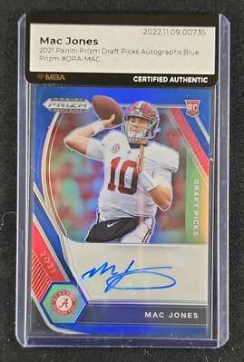2021 Panini Prizm Draft Picks Blue Mac Jones ROOKIE AUTO /149 #DPA-MAC MBA AUTH