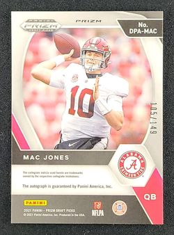 2021 Panini Prizm Draft Picks Blue Mac Jones ROOKIE AUTO /149 #DPA-MAC MBA AUTH