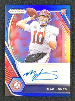 2021 Panini Prizm Draft Picks Blue Mac Jones ROOKIE AUTO /149 #DPA-MAC MBA AUTH