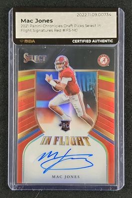 2021 Panini Chronicles Draft Select In Flight Mac Jones ROOKIE AUTO /25 MBA AUTH
