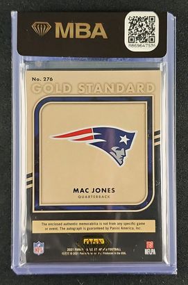 2021 Panini Gold Standard Triple Mac Jones ROOKIE PATCH AUTO /49 #276 MBA AUTH