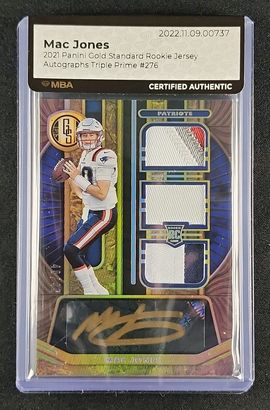 2021 Panini Gold Standard Triple Mac Jones ROOKIE PATCH AUTO /49 #276 MBA AUTH
