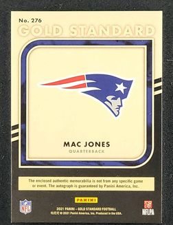 2021 Panini Gold Standard Triple Mac Jones ROOKIE PATCH AUTO /49 #276 MBA AUTH