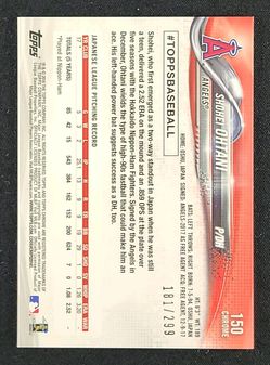2018 Topps Chrome Purple Refractor Shohei Ohtani ROOKIE /299 #150 MBA AUTH
