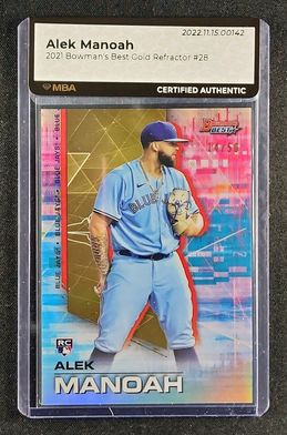 2021 Bowman's Best Gold Refractor Alek Manoah ROOKIE /50 #28 MBA AUTH