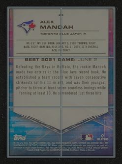2021 Bowman's Best Gold Refractor Alek Manoah ROOKIE /50 #28 MBA AUTH