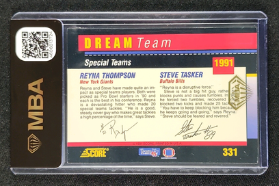 1991 Score Football Steve Tasker & Reyna Thompson #331 MBA AUTH