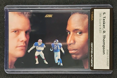 1991 Score Football Steve Tasker & Reyna Thompson #331 MBA AUTH