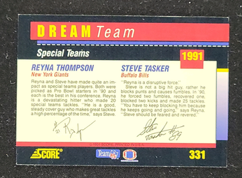 1991 Score Football Steve Tasker & Reyna Thompson #331 MBA AUTH