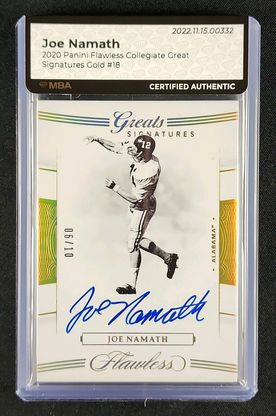 2020 Panini Flawless Collegiate  Gold Joe Namath AUTO /10 #18 MBA AUTH