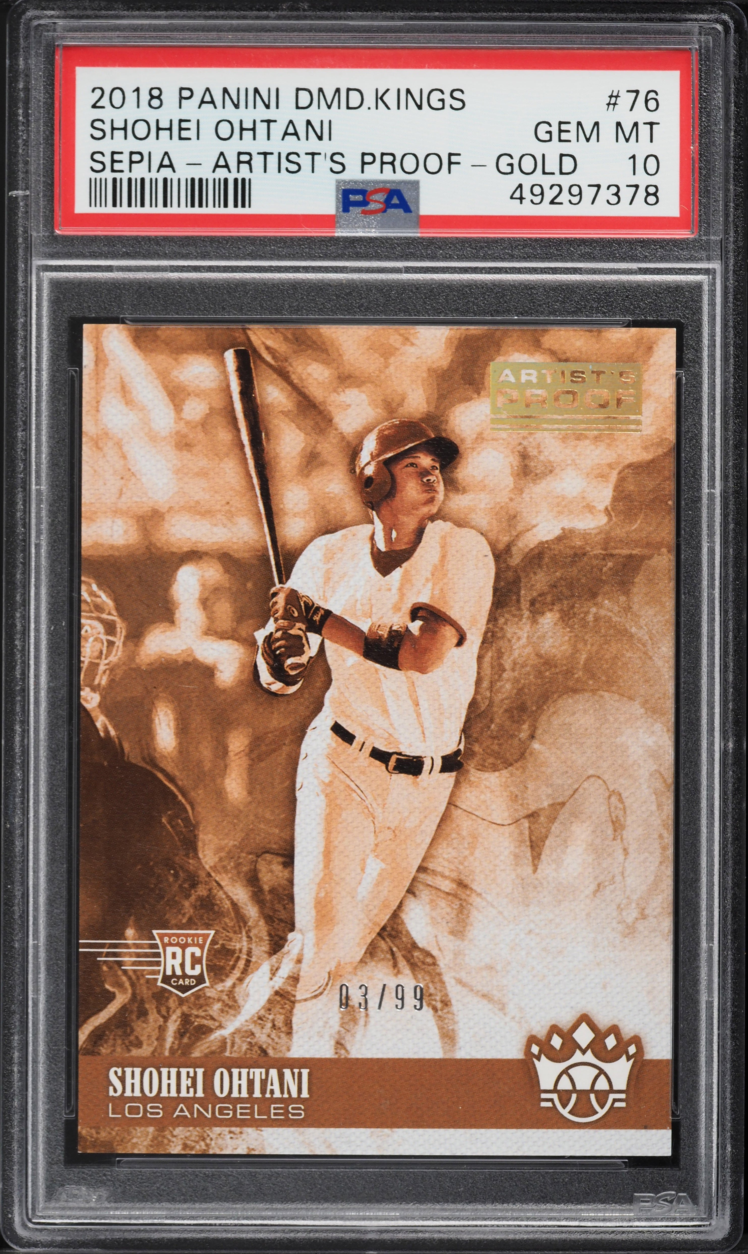 2018 Panini Diamond Kings Sepia Artist's Proof Gold Shohei Ohtani