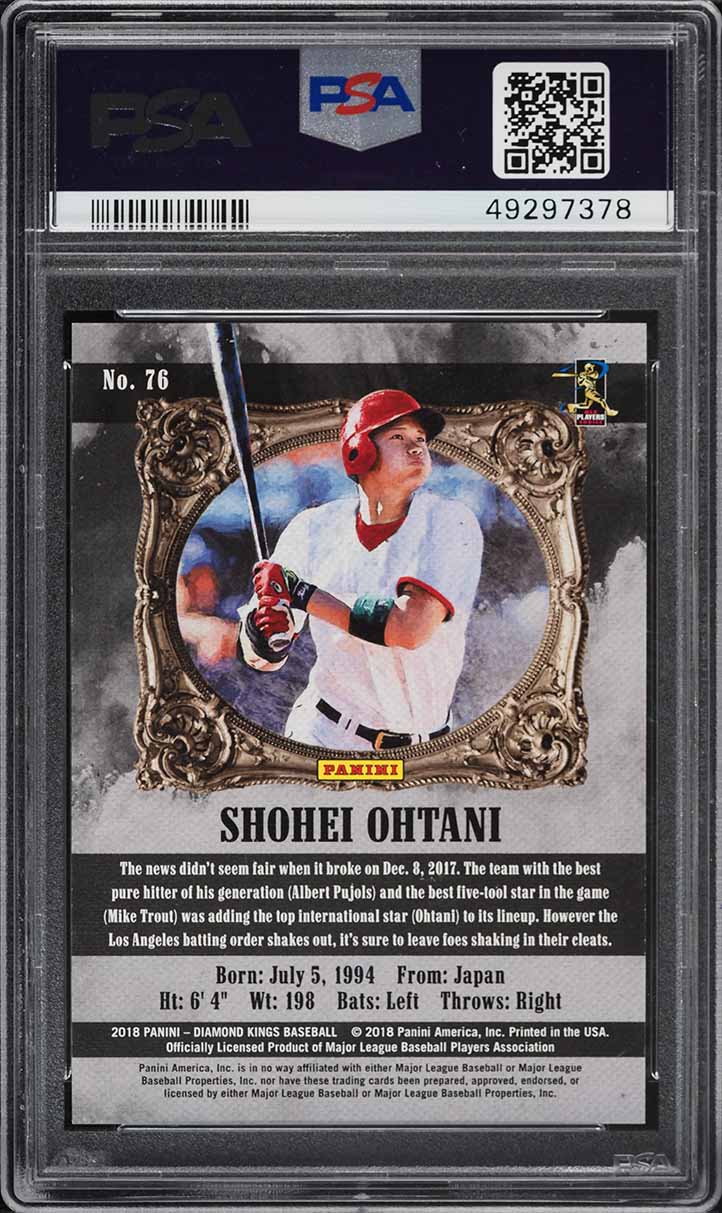 2018 Panini Diamond Kings Sepia Artist's Proof Gold Shohei Ohtani RC /99 PSA 10