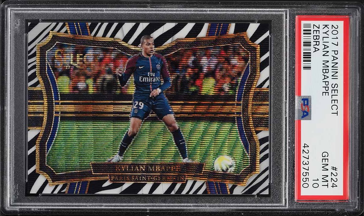 2017 Panini FIFA 365 Kylian Mbappe ROOKIE #250 PSA 9 MINT on