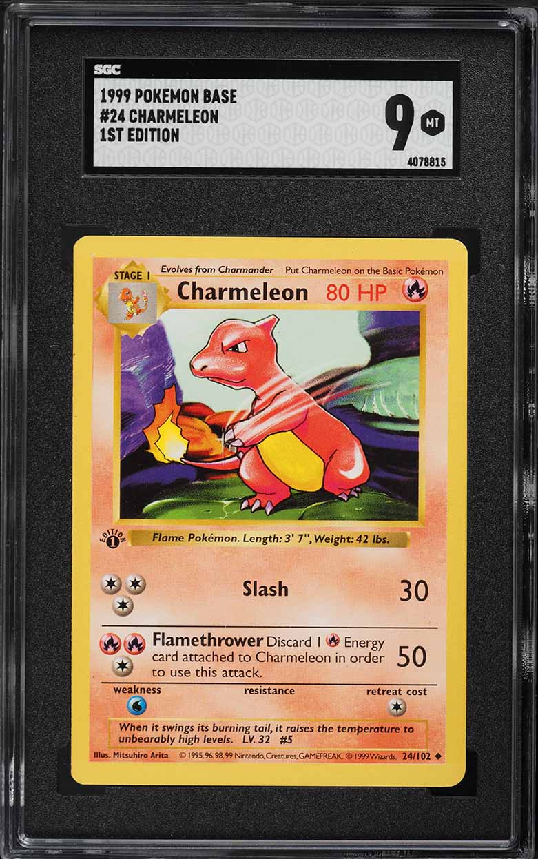 1999 Pokemon Base Set Shadowless 1st Edition Charmeleon #24 SGC 9 MINT