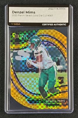 2020 Select Field Level Gold Prizm Die-Cut Denzel Mims ROOKIE /10 #363 MBA AUTH