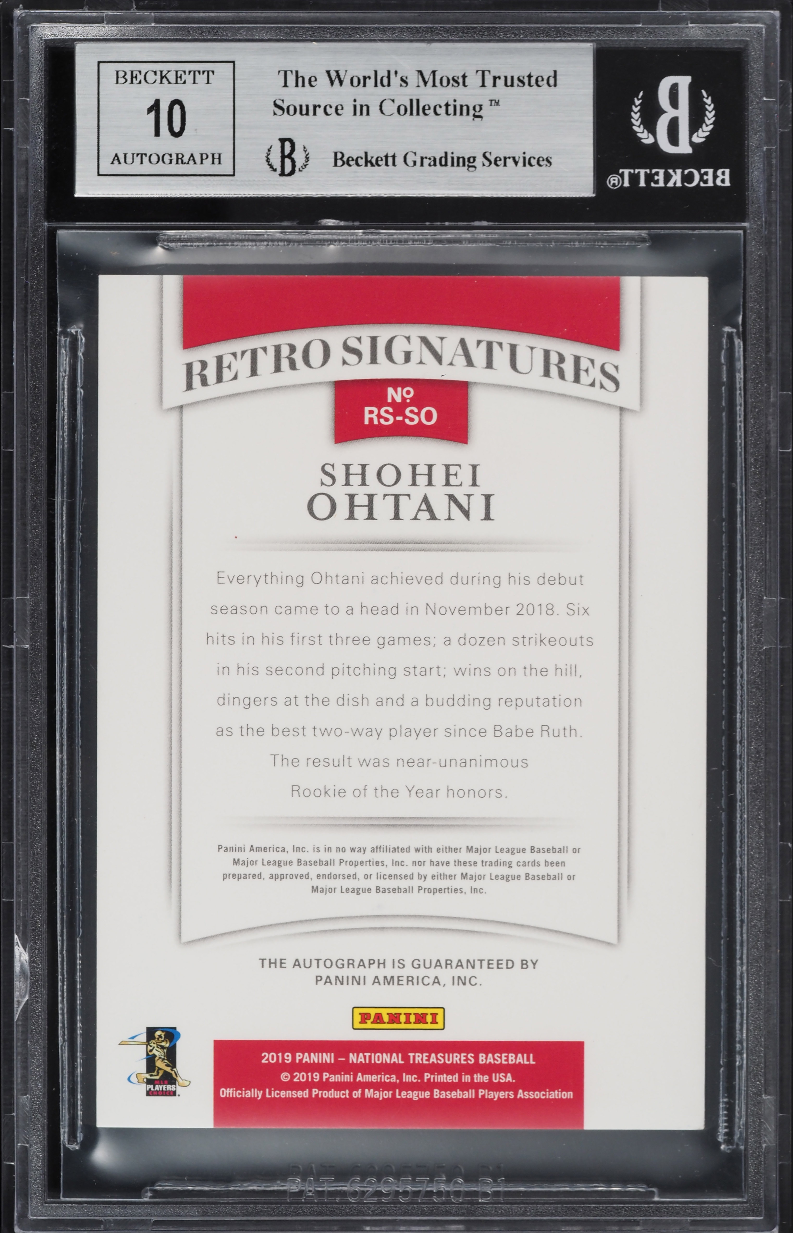 2019 National Treasures Retro Signatures Shohei Ohtani AUTO /99