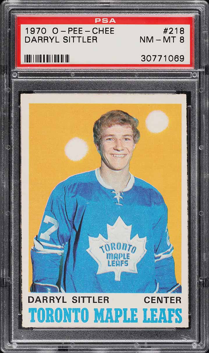 1970 O-Pee-Chee Hockey Darryl Sittler ROOKIE #218 PSA 8 NM-MT