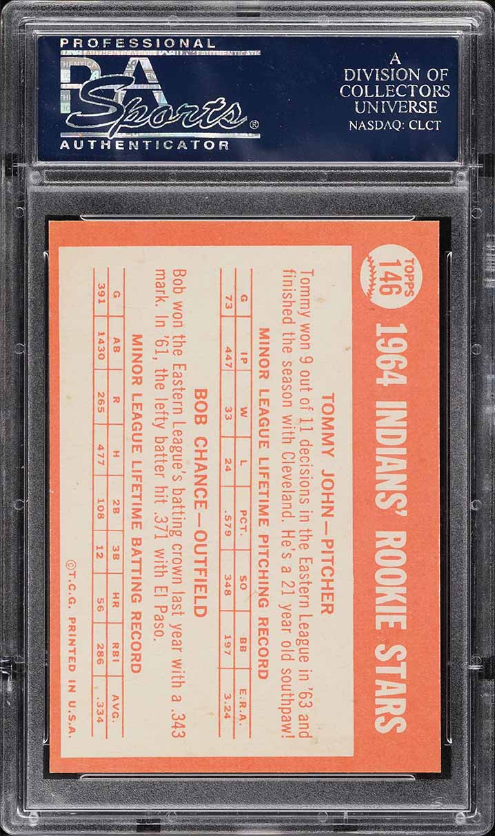 1964 Topps Tommy John ROOKIE #146 PSA 9 MINT