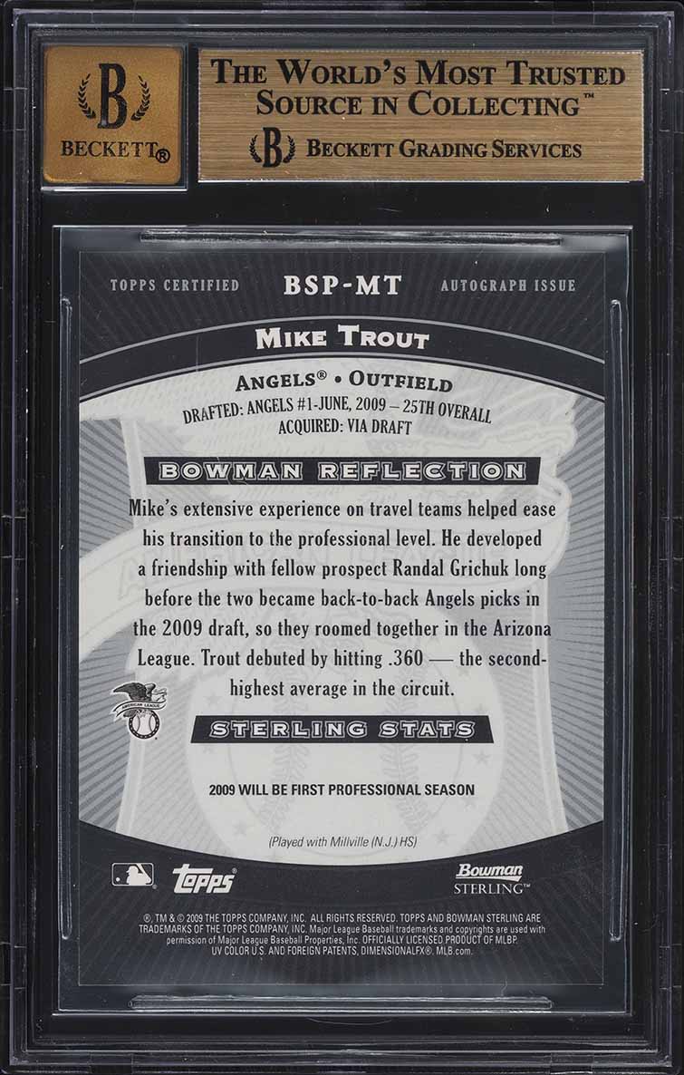 2009 Bowman Sterling Prospects Mike Trout ROOKIE AUTO #MT BGS 9.5 GEM MINT