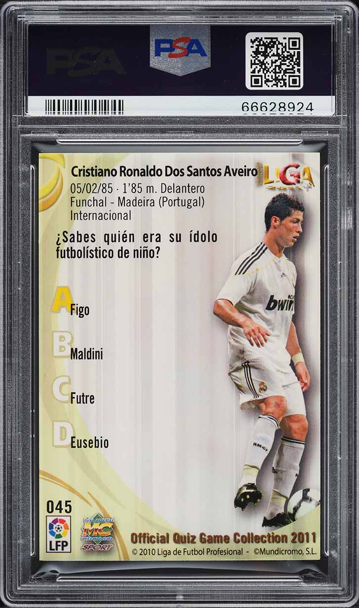 2010 Mundicromo Campeonato Nacional De Liga Quiz Cristiano Ronaldo #45 PSA 10