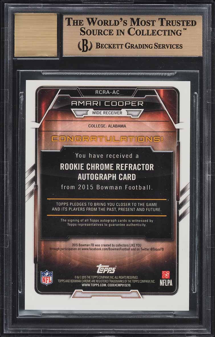2015 Bowman Chrome Gold Refractor Amari Cooper ROOKIE AUTO /75 BGS 9.5 GEM MINT