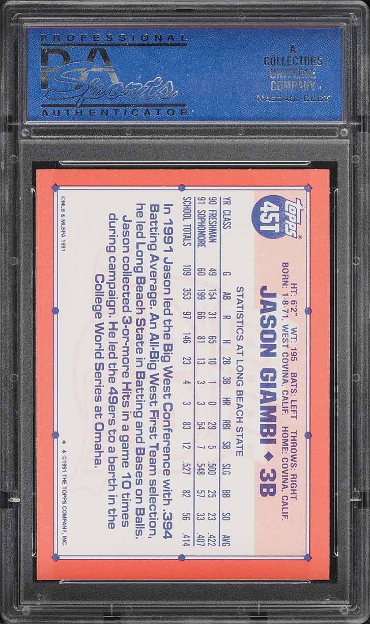 1991 Topps Traded Jason Giambi ROOKIE #45T PSA 9 MINT