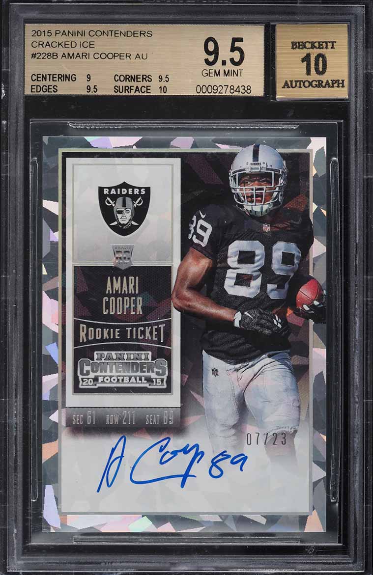 2015 Panini Contenders Cracked Ice Amari Cooper ROOKIE AUTO /23 #228 BGS 9.5 GEM