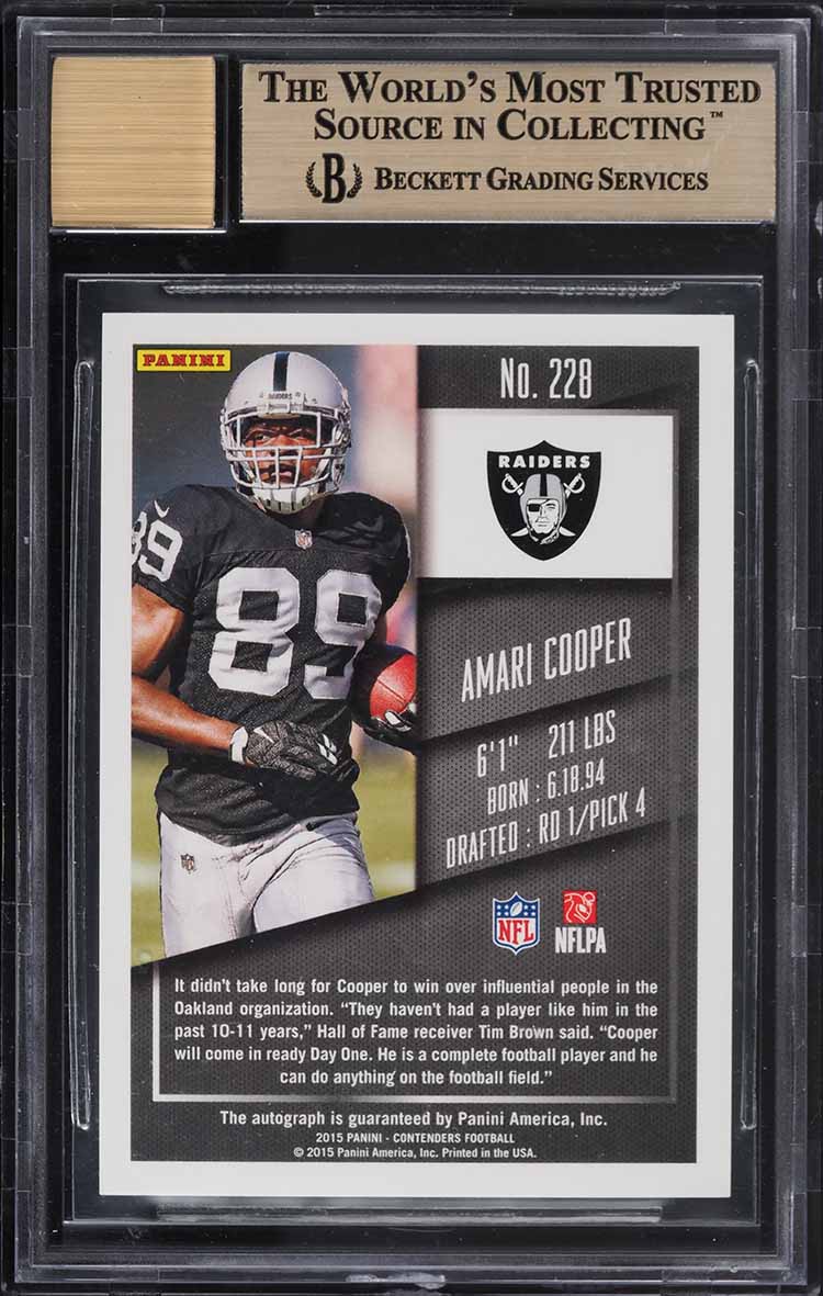 2015 Panini Contenders Cracked Ice Amari Cooper ROOKIE AUTO /23 #228 BGS 9.5 GEM