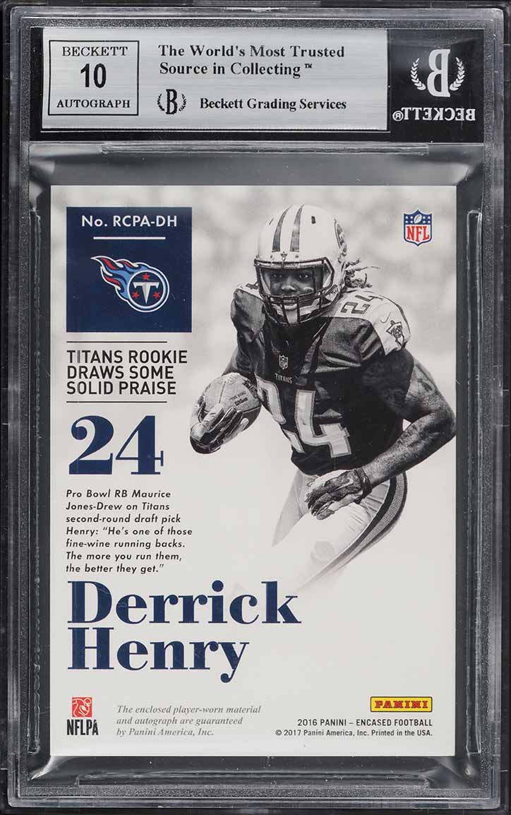 2016 Panini Encased Cap Derrick Henry ROOKIE PATCH AUTO /25 #RCPA-DH BGS 9 MINT