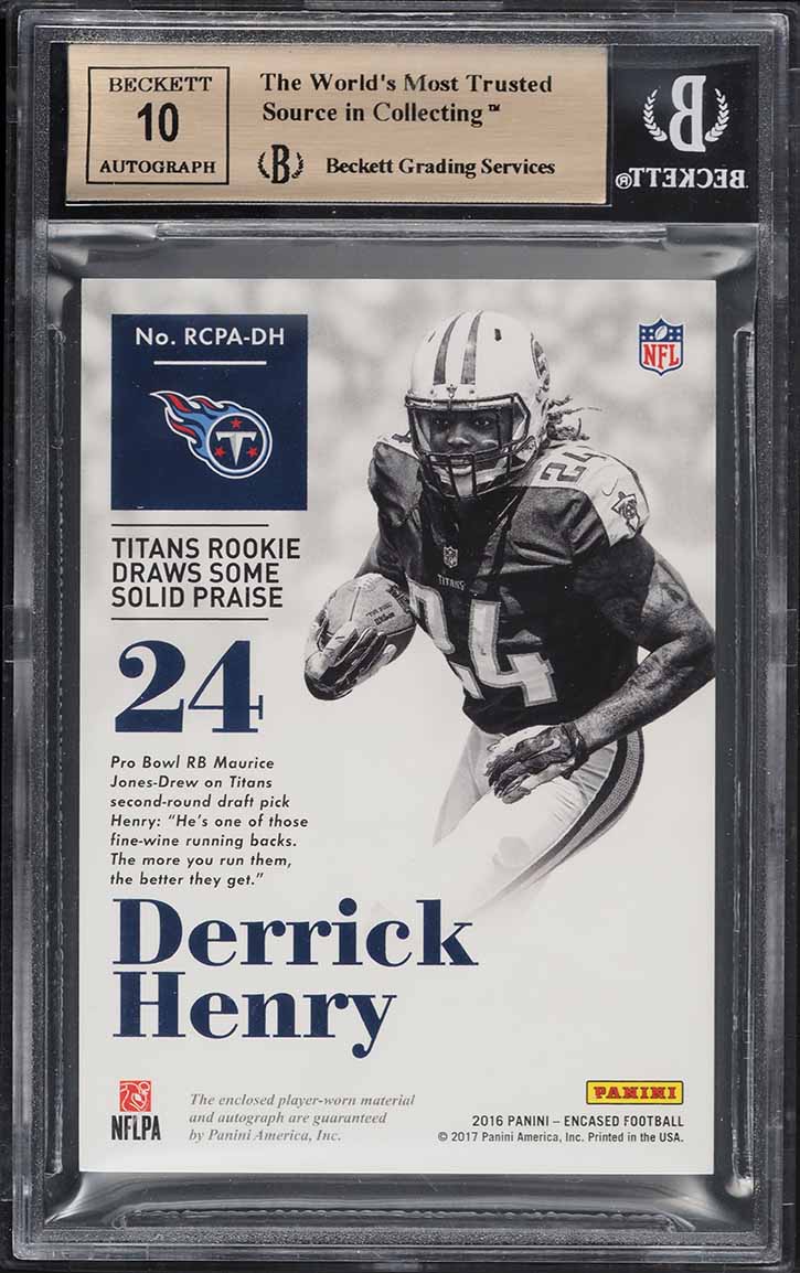 2016 Panini Encased Cap Derrick Henry ROOKIE PATCH AUTO /25 BGS 9.5 GEM MINT