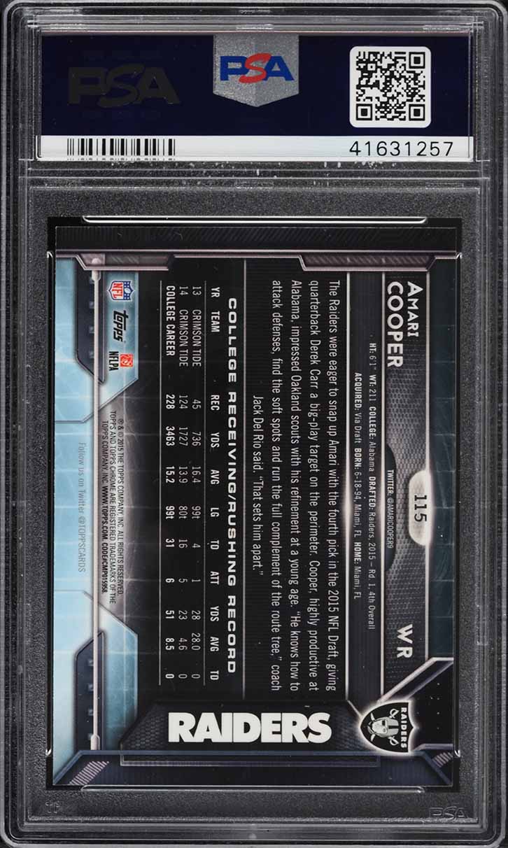 2015 Topps Chrome Orange Refractor Amari Cooper ROOKIE #115 PSA 10 GEM MINT
