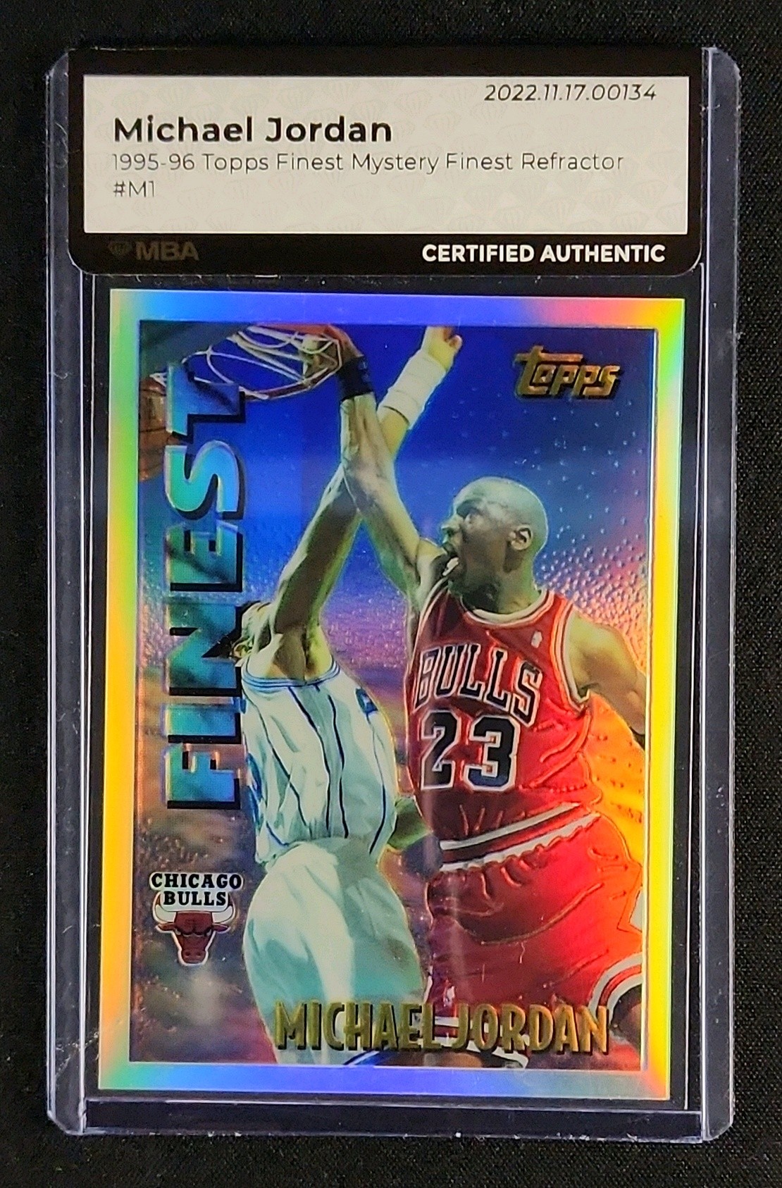 1995 Topps Mystery Finest Refractor Michael Jordan #M1 MBA AUTH on