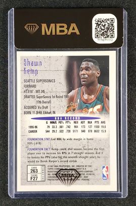 1996 Finest w/ Coating Shawn Kemp #263 MBA AUTH