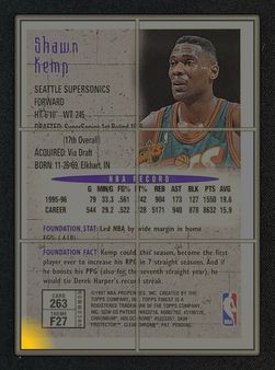 1996 Finest w/ Coating Shawn Kemp #263 MBA AUTH