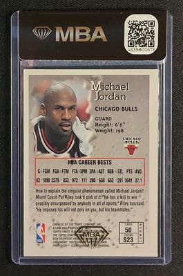 1996 Finest w/ Coating Michael Jordan #50 MBA AUTH