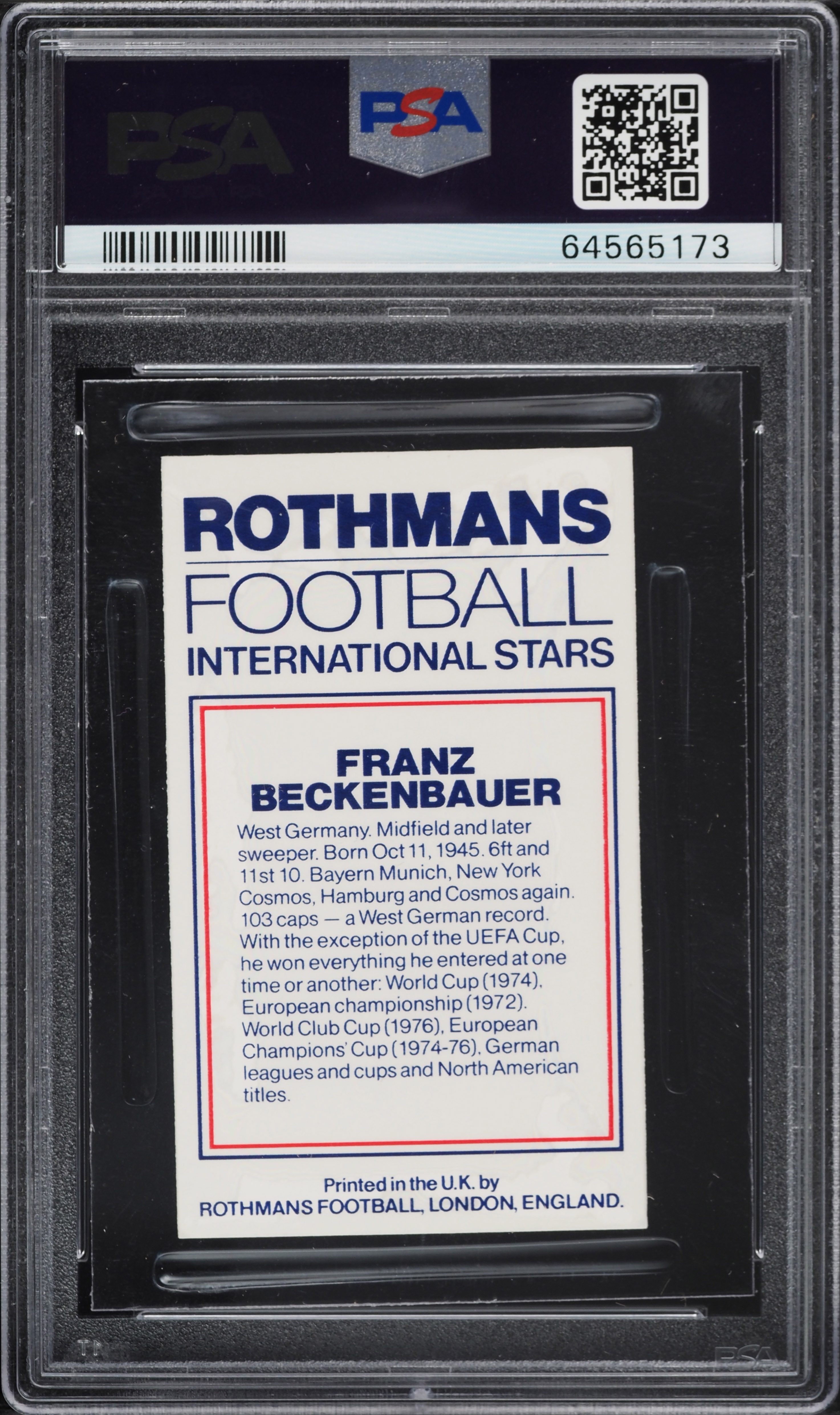 1984 Rothmans Football International Stars Franz Beckenbauer PSA 9