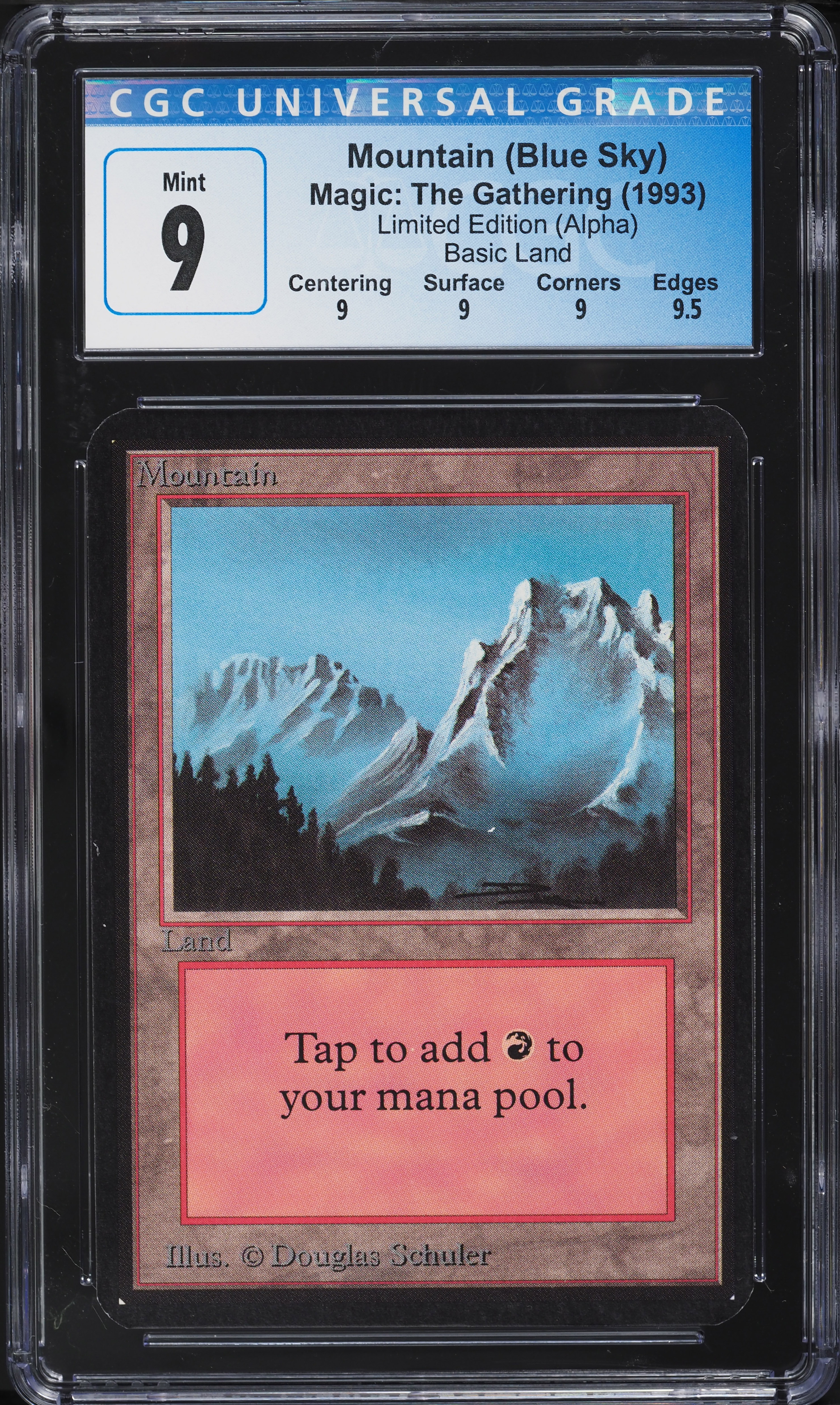 1993 Magic The Gathering MTG Alpha Blue Sky Mountain V2 C L CGC 9