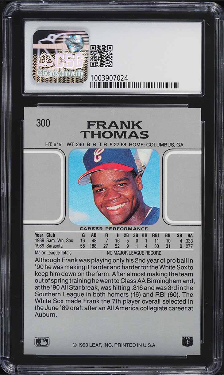 1990 Leaf Frank Thomas ROOKIE #300 CSG 8.5 NM-MT+
