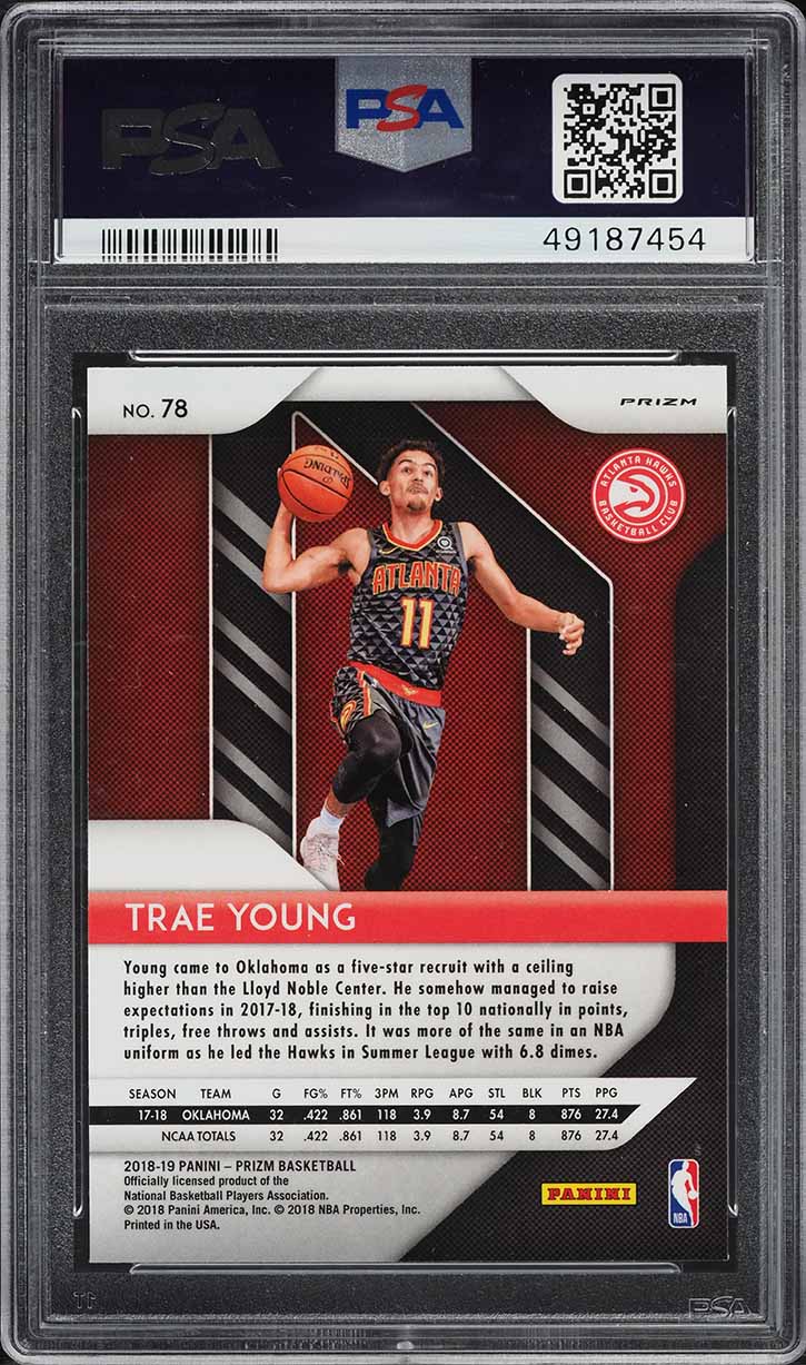2018 Panini Prizm Ruby Wave Prizms Trae Young ROOKIE #78 PSA 9 MINT