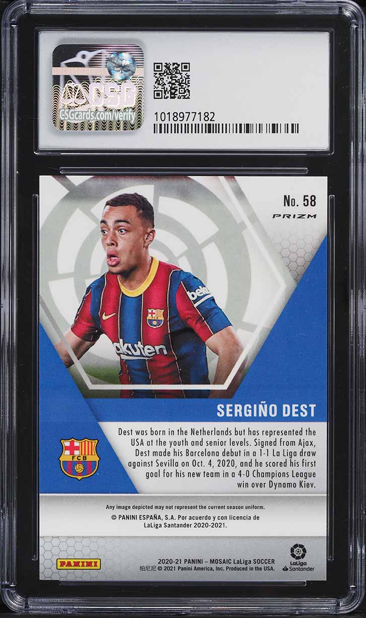 2020 Panini Mosaic La Liga Prizm Sergino Dest ROOKIE #58 CSG 9 MINT