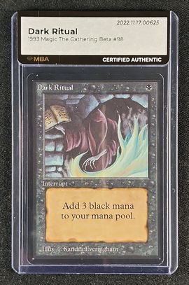 1993 Magic The Gathering MTG Beta Dark Ritual #98 MBA AUTH on
